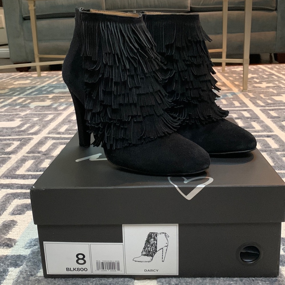 Banana Republic Darcy black suede fringe bootie